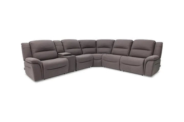 JAXON0001:Jaxon 6 Piece 2 Power Sectional With 2 Power Armless Recliner, Angled