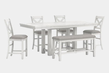 ROBBINS11:Robbinsdale Counter Height Dining Table & 4 Stools & Bench,