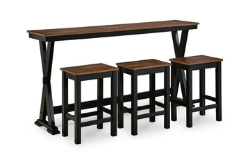 054272563:Wildenauer Sofa Table Bar with 3 Stools Angle