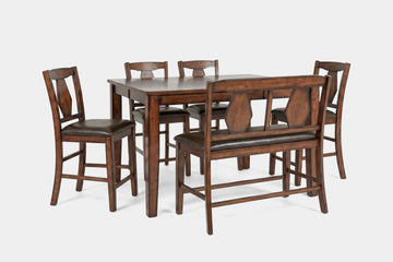 668415568:Napa Counter Height Dining Table & 4 Stools & Bench,