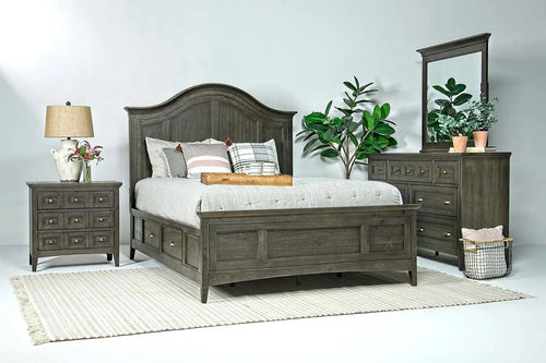 052093481:Bay Creek Arch Panel Bed, Dresser, Mirror & Nightstand in Graphite, California King, Image 1