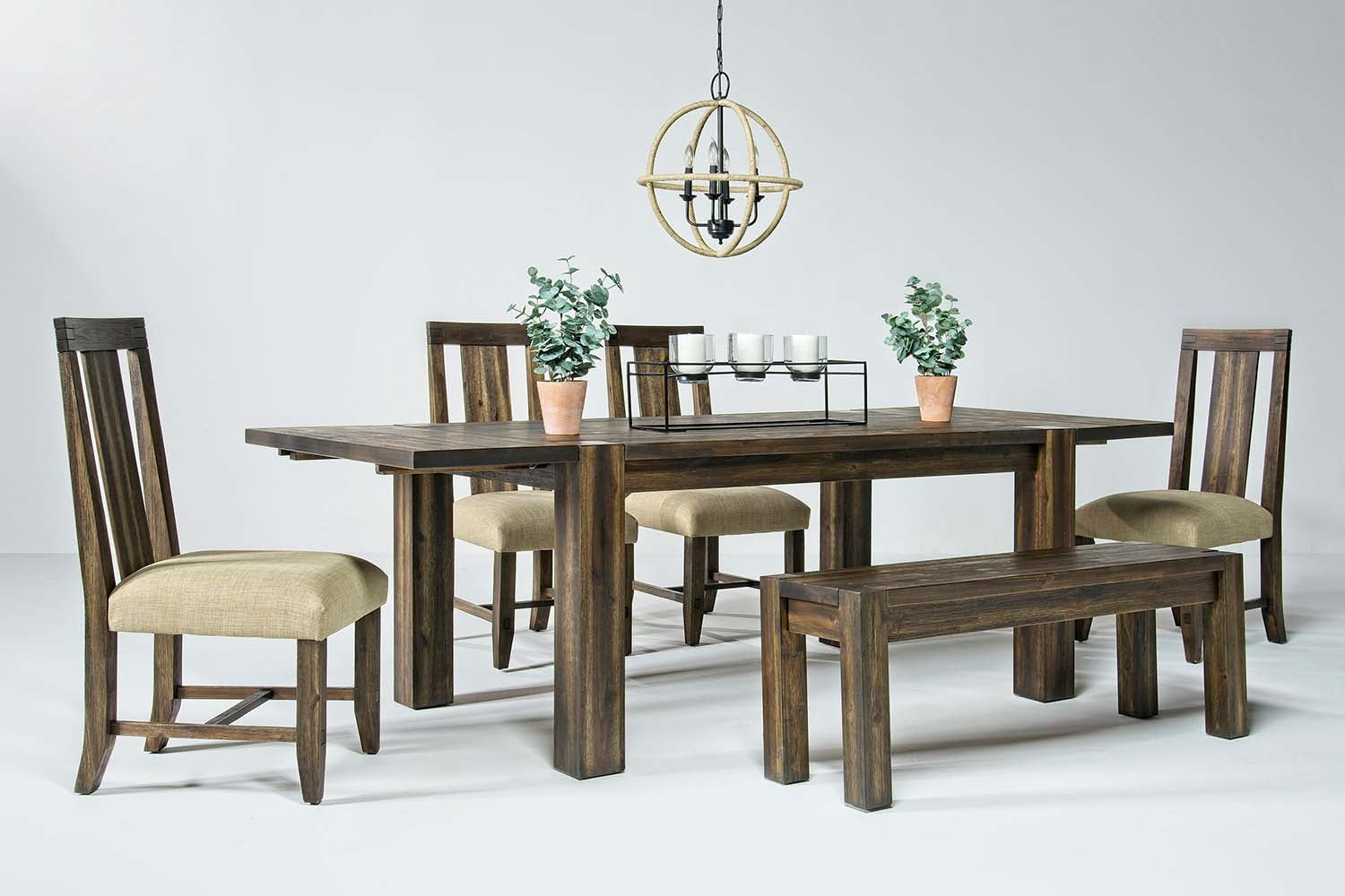 SALD00003:Meadow Dining Table, 4 Chairs & Bench in Brown, Image 1
