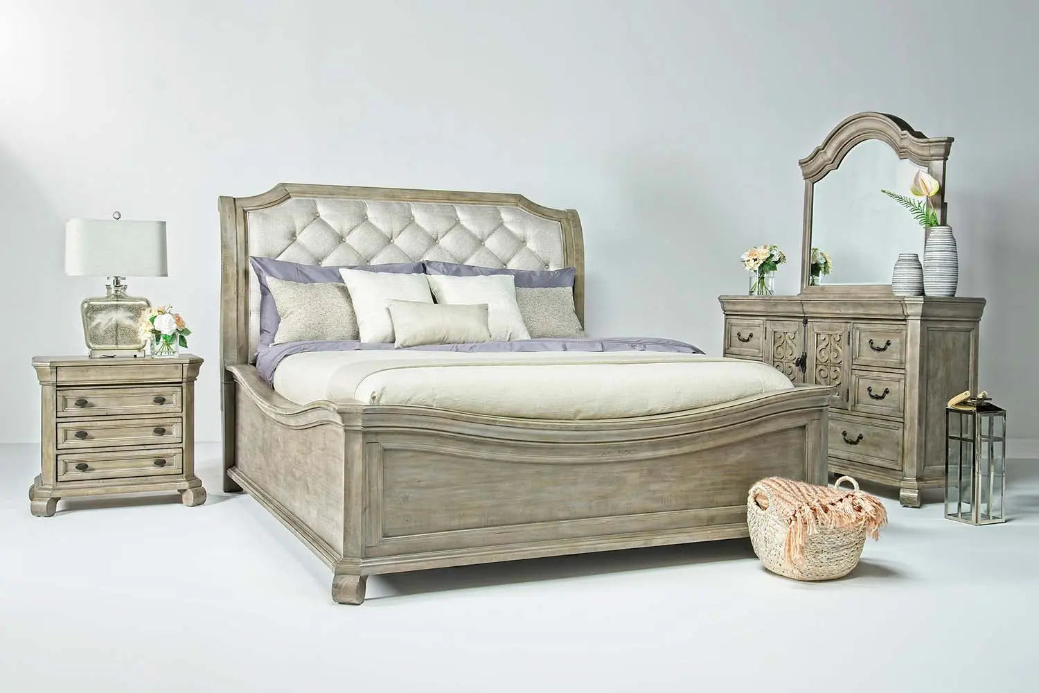 504389748:Bellamy Sleigh Bed in Gray, Queen, Image 3