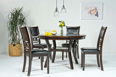 513004772:Gia Round Dining Table & 4 Chairs in Dark Brown, Image 1