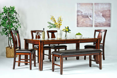 964181166:Napa Dining Table, 4 Chairs & Bench in Brown, Image 1
