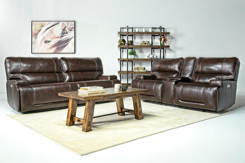 423292330:Oslo 3 Power Sofa & Console Loveseat in Dark Brown Leather, Image 1