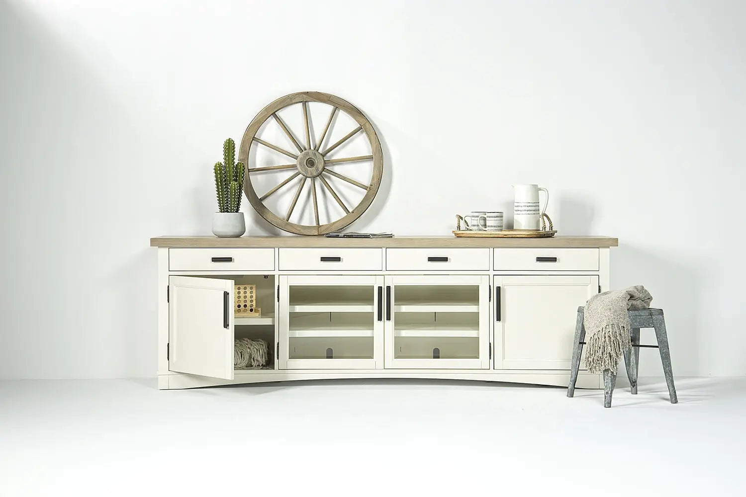 652872075:Americana Media Console in White, 92 Inch, Image 5