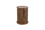 555353592:Carved Drum Accent Table in Mango, Image 1