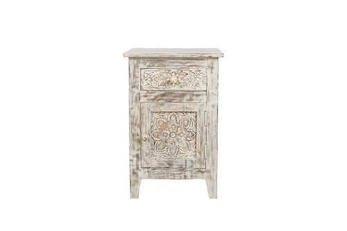 425706632:Hand Carved End Table in White, Image 2