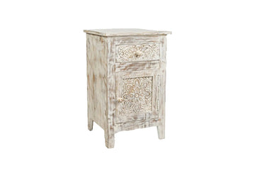 425706632:Hand Carved End Table in White, Image 1