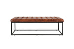 441450636:Leather Tuft Bench in Brown, Image 2