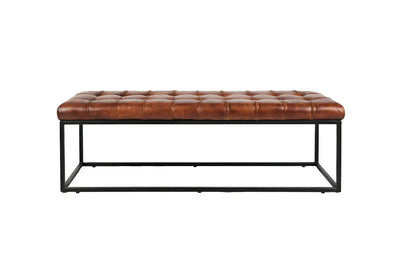 441450636:Leather Tuft Bench in Brown, Image 2
