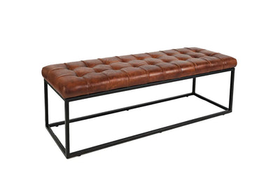 441450636:Leather Tuft Bench in Brown, Image 1