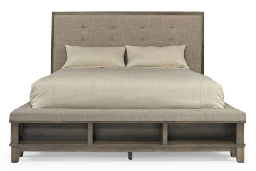 124787201:Cagney Upholstered Panel Bed w/ Storage in Gray, Eastern King, Image 2