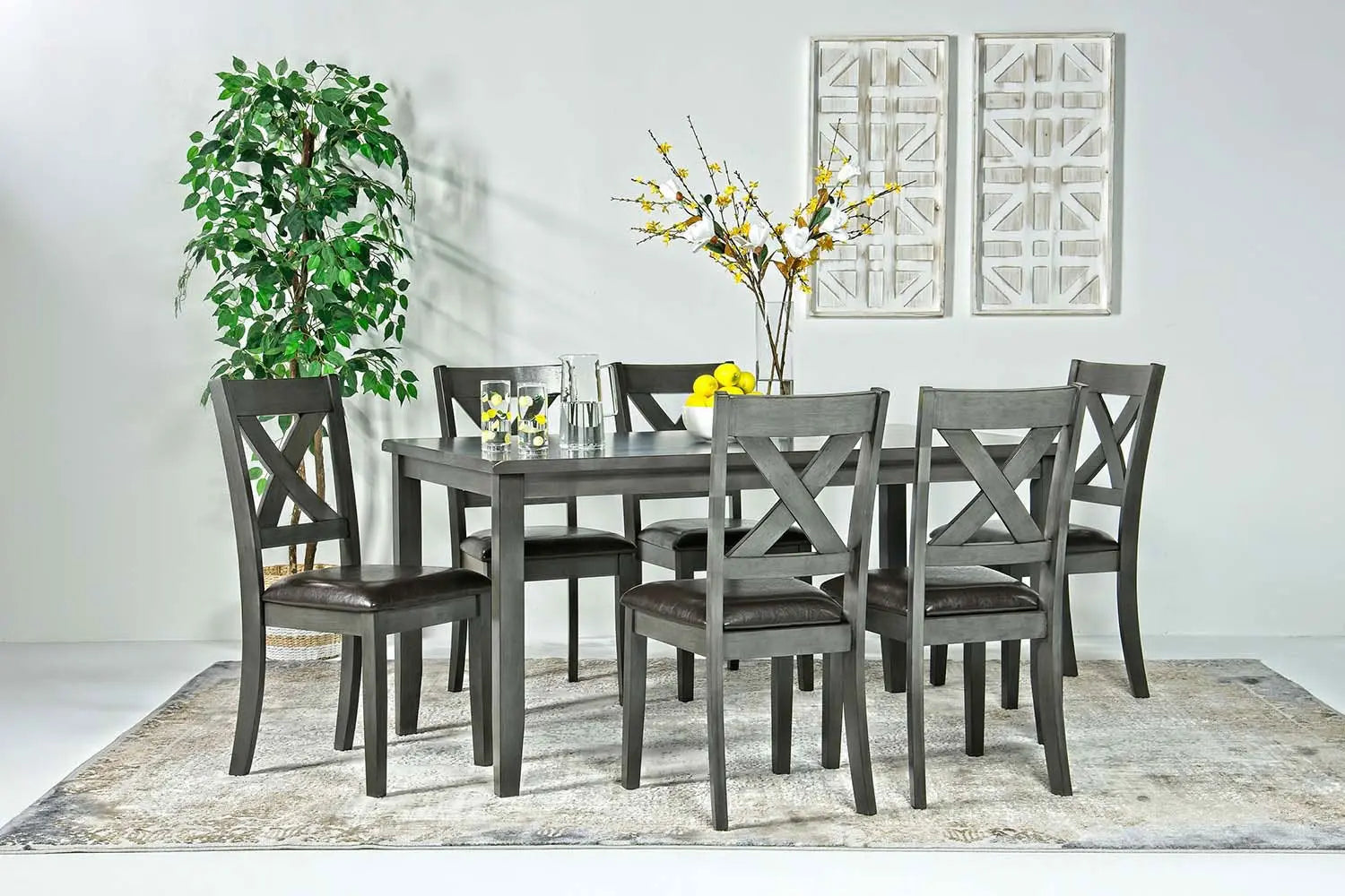 328135823:Palm Springs Dining Table & 6 Chairs in Gray, Image 1