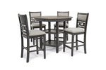 364142691:Gia Round Counter Height Dining Table & 4 Stools in Gray