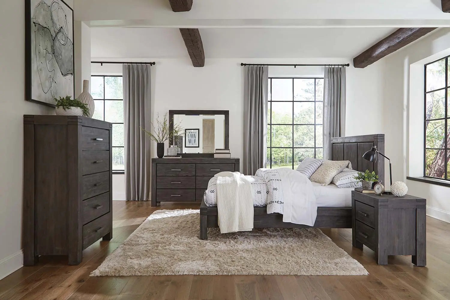 MEADOW082:Meadow Panel Bed & Dresser & M, 