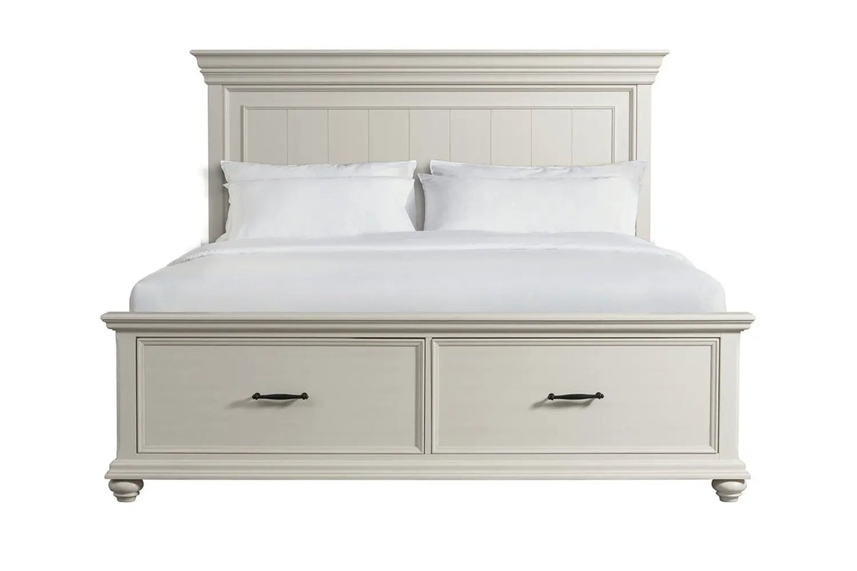 402901962:Slater Panel Bed w/ Storage in White, Queen, Image 1