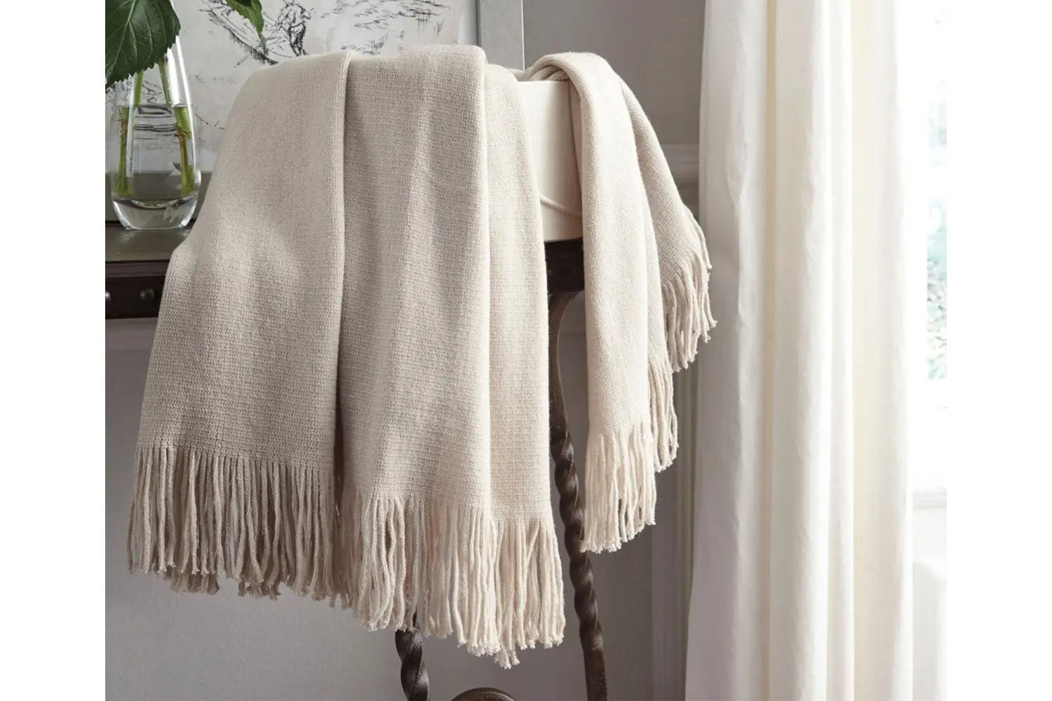 414988577:Haiden Throw Blanket in Ivory/Taupe, Image 1