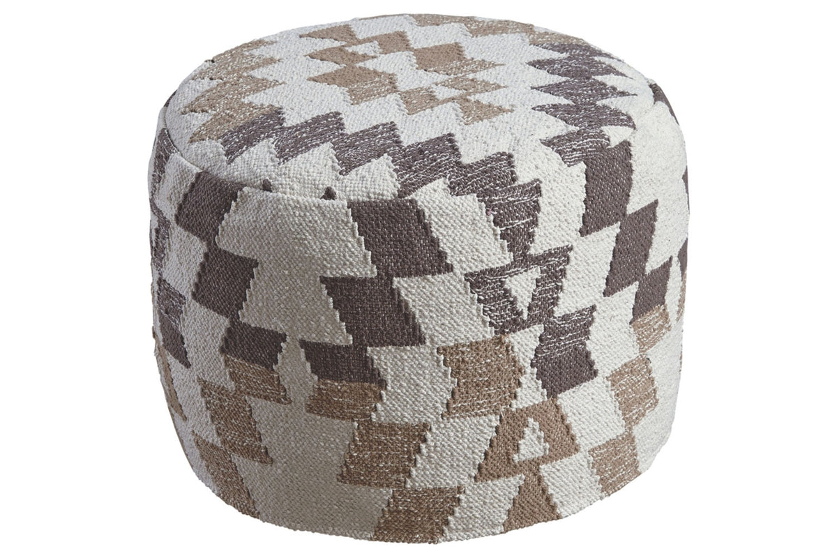 541215993:Abraham Pouf in White/Brown, Image 1
