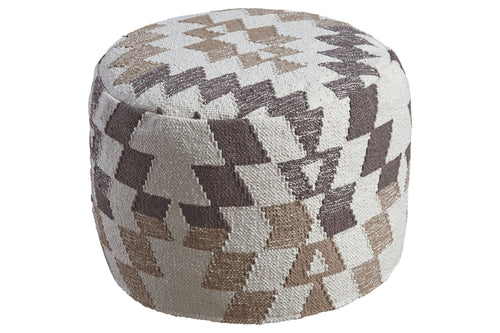 541215993:Abraham Pouf in White/Brown, Image 1