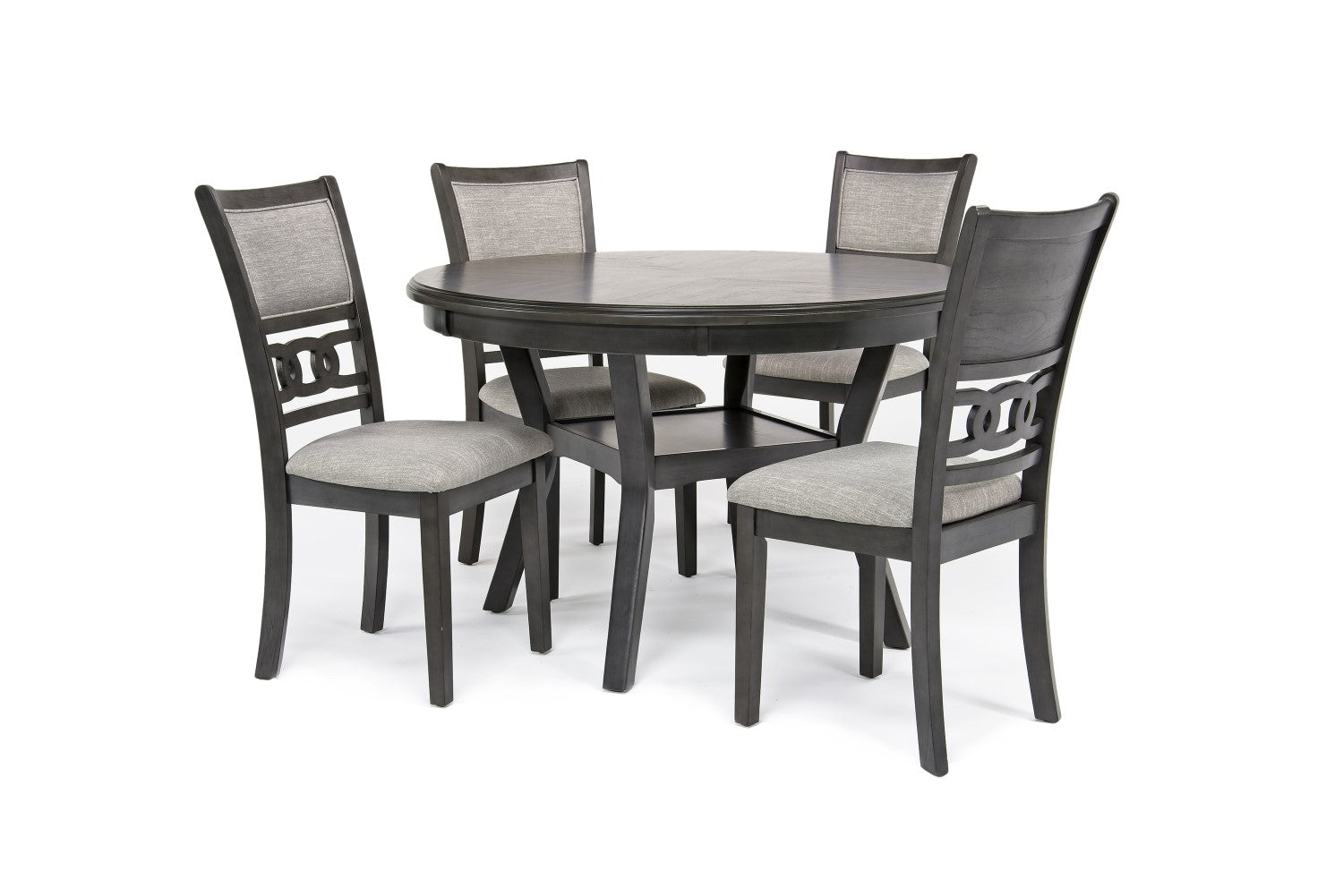 507948712:Gia Round Dining Table & 4 Chairs in Gray, Image 1