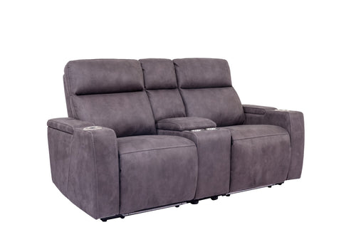 213839954:Rhys 2 Power Console Loveseat in Gray, Image 1