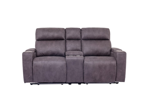 213839954:Rhys 2 Power Console Loveseat in Gray, Image 2