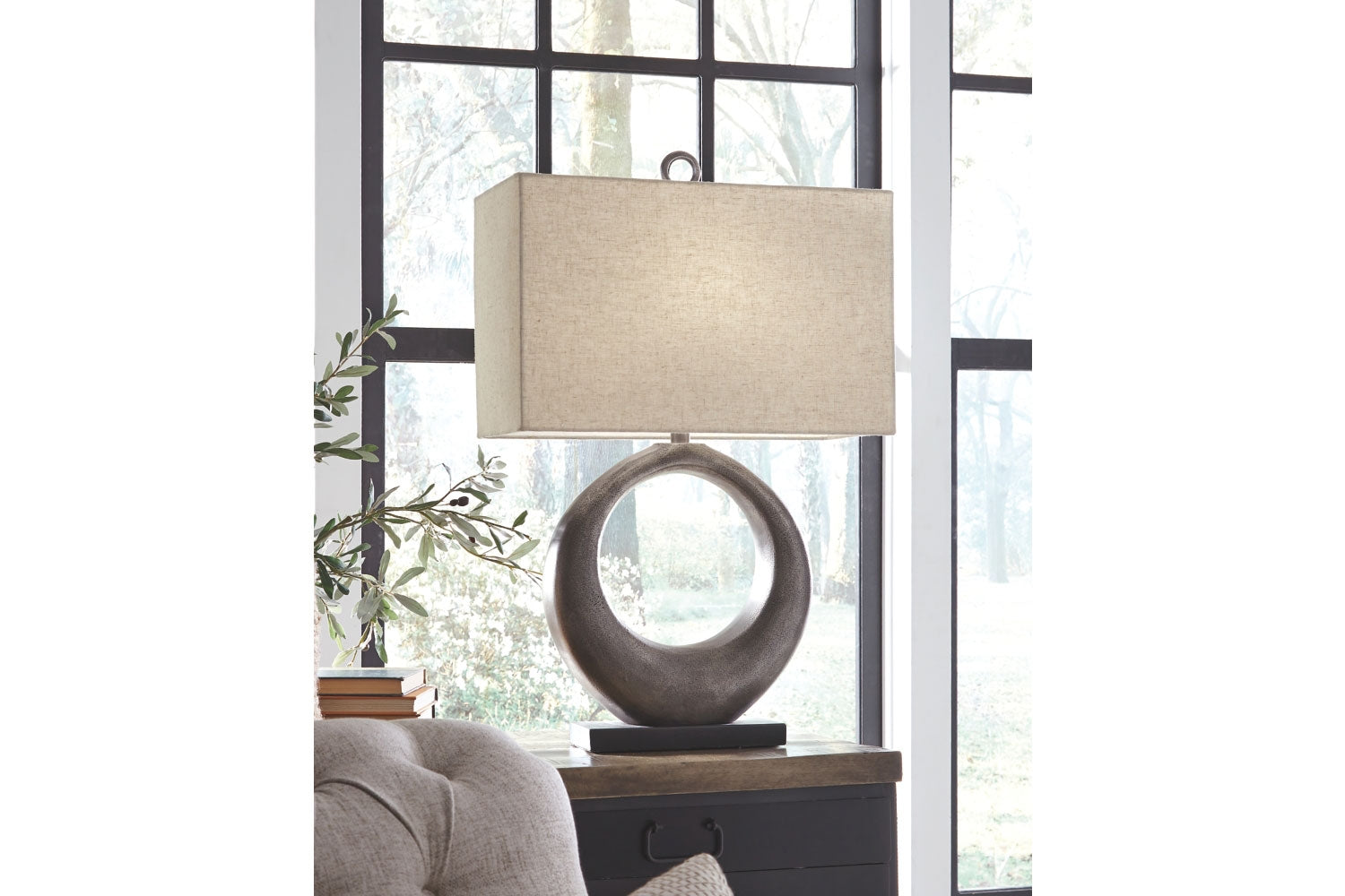 647155499:Saria Metal Table Lamp in Antique Silver Finish, Image 2