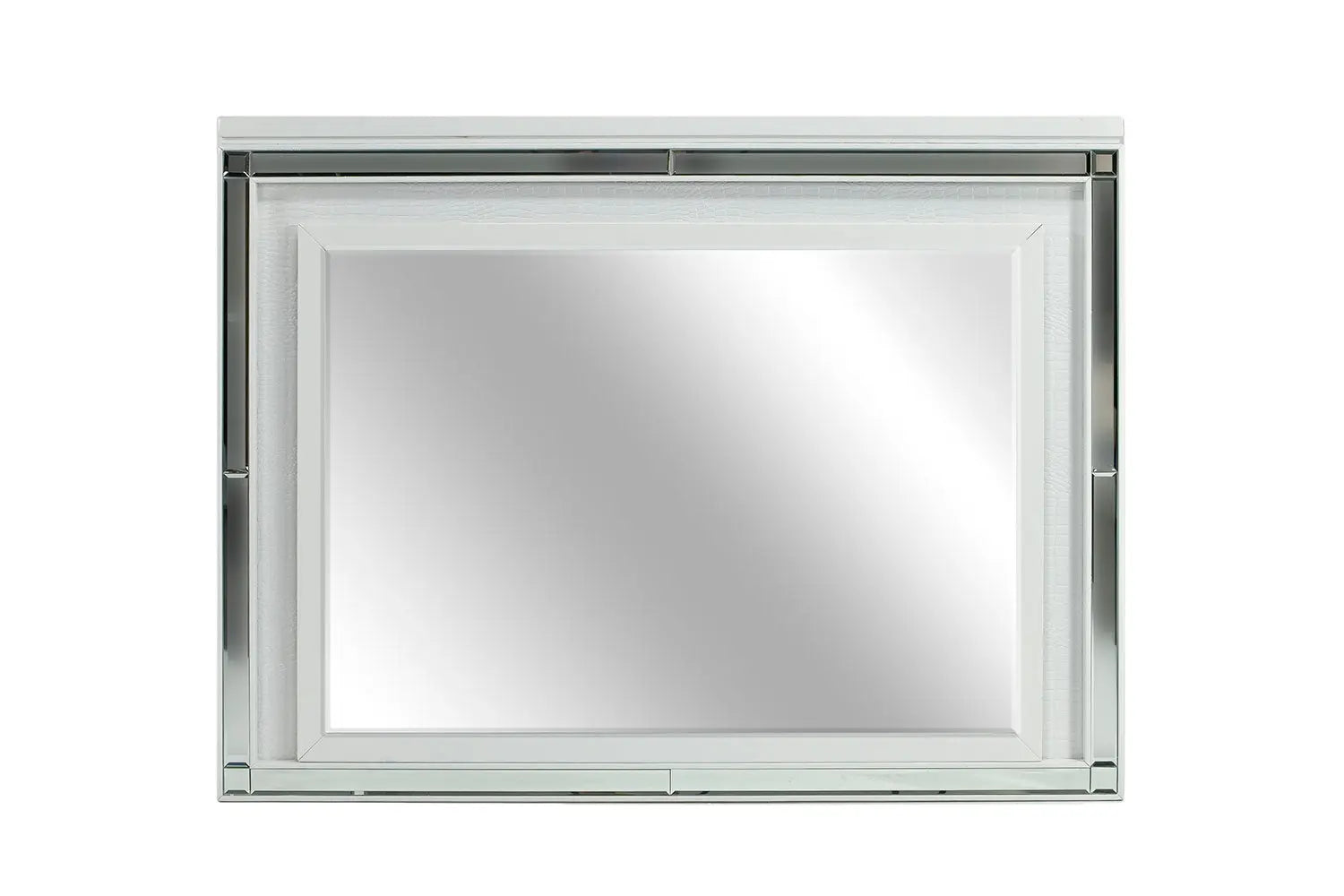 772454556:Valentino Panel Bed, Dresser, Mirror & Nightstand in White, Twin