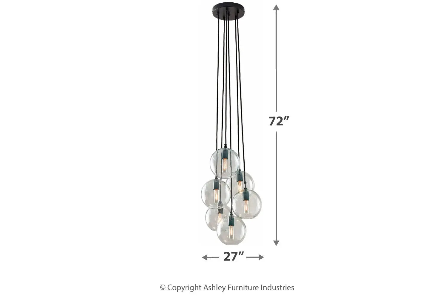 708327534:Sybil Pendant Light in Clear/Black, Image 4