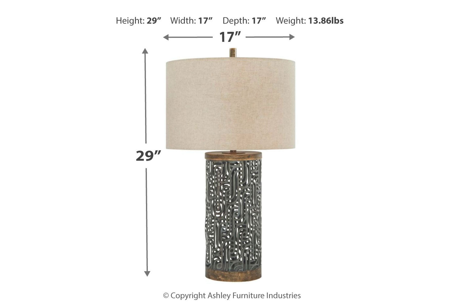 733661528:Dayo Table Lamp in Gray/Gold Finish, Image 4