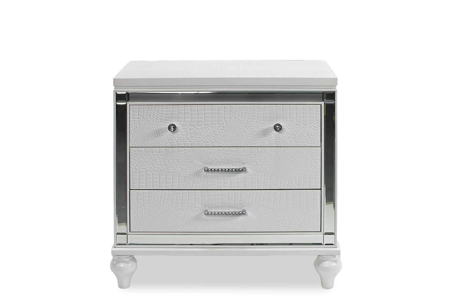 772454556:Valentino Panel Bed, Dresser, Mirror & Nightstand in White, Twin