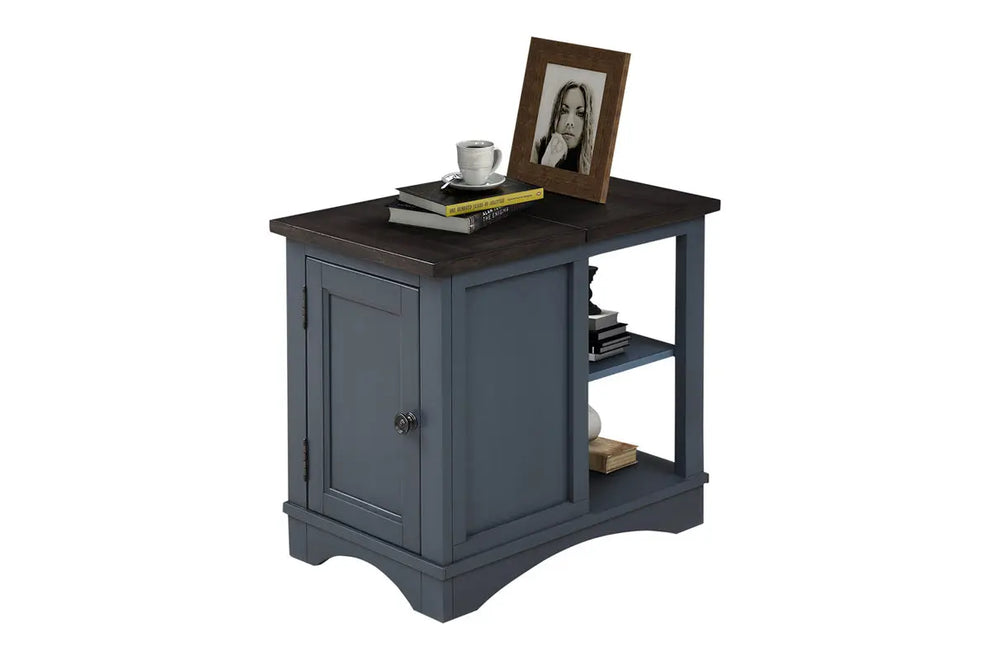 Americana Chairside Table In Blue | Sofa Tables | Living Room – Mor ...