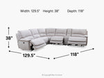 ABBIE0002:Abbie 6 Piece 2 Power Sectional With 2 Power Armless Recliner, 