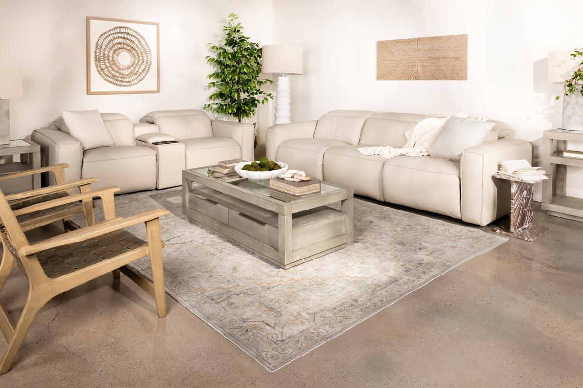 AMARA0051:Amara 2 Power Sofa and Console Loveseat in Blanca Mist Gray