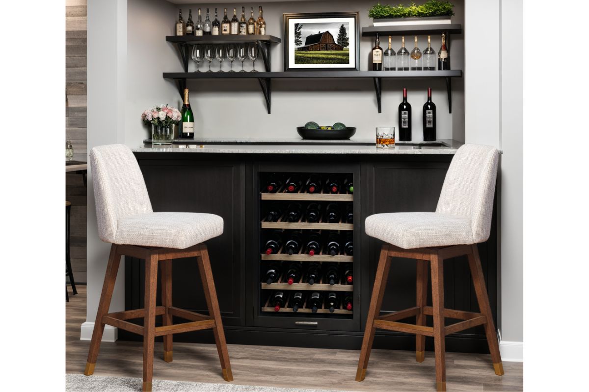 217369290:Amelia Swivel Bar Height Stool, Styled