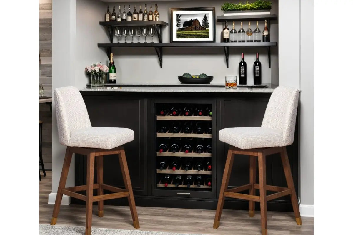 217369290:Amelia Swivel Bar Height Stool, Styled