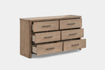 ANIKA0009:Anika Upholstered Bed & Dresser & Mirror & Nightstand, Angled