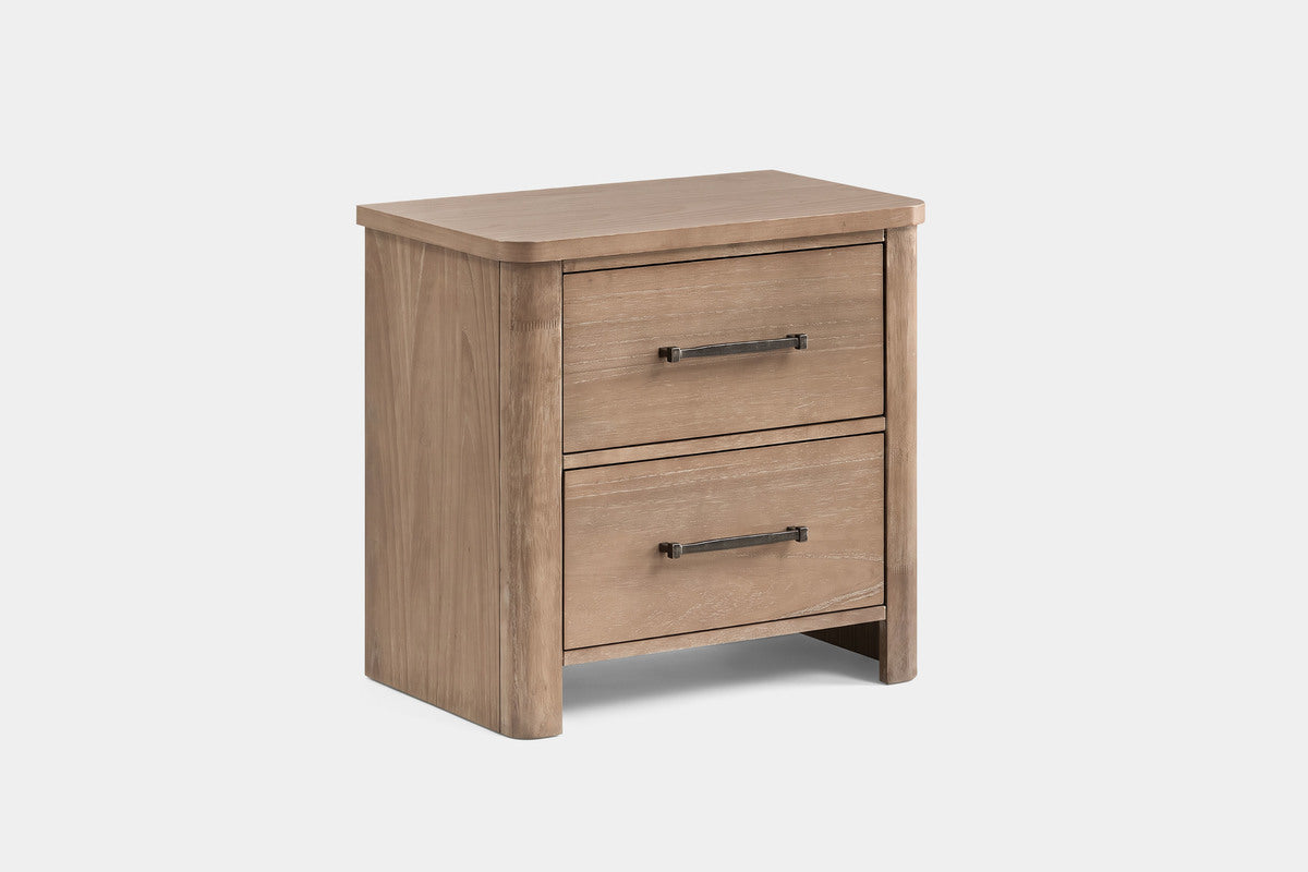 ANIKA0009:Anika Upholstered Bed & Dresser & Mirror & Nightstand, Angled