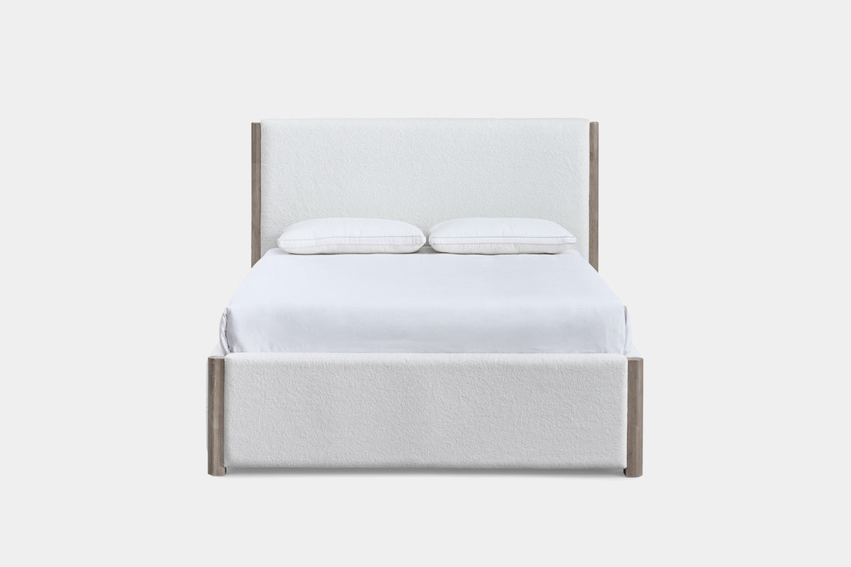 ANIKA0006:Anika Upholstered Bed & Dresser & Mirror & Nightstand, Angled