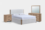 ANIKA0006:Anika Upholstered Bed & Dresser & Mirror & Nightstand,