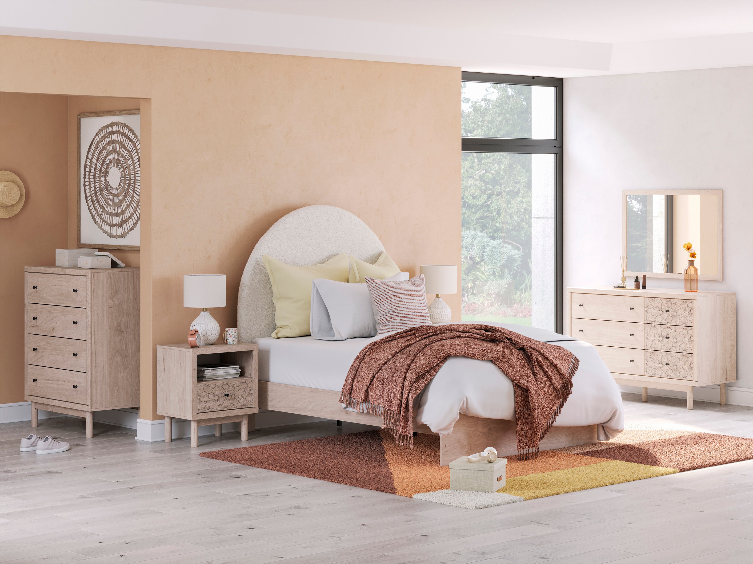 ARLOSTER1:Arloster Upholstered Panel Bed, Styled