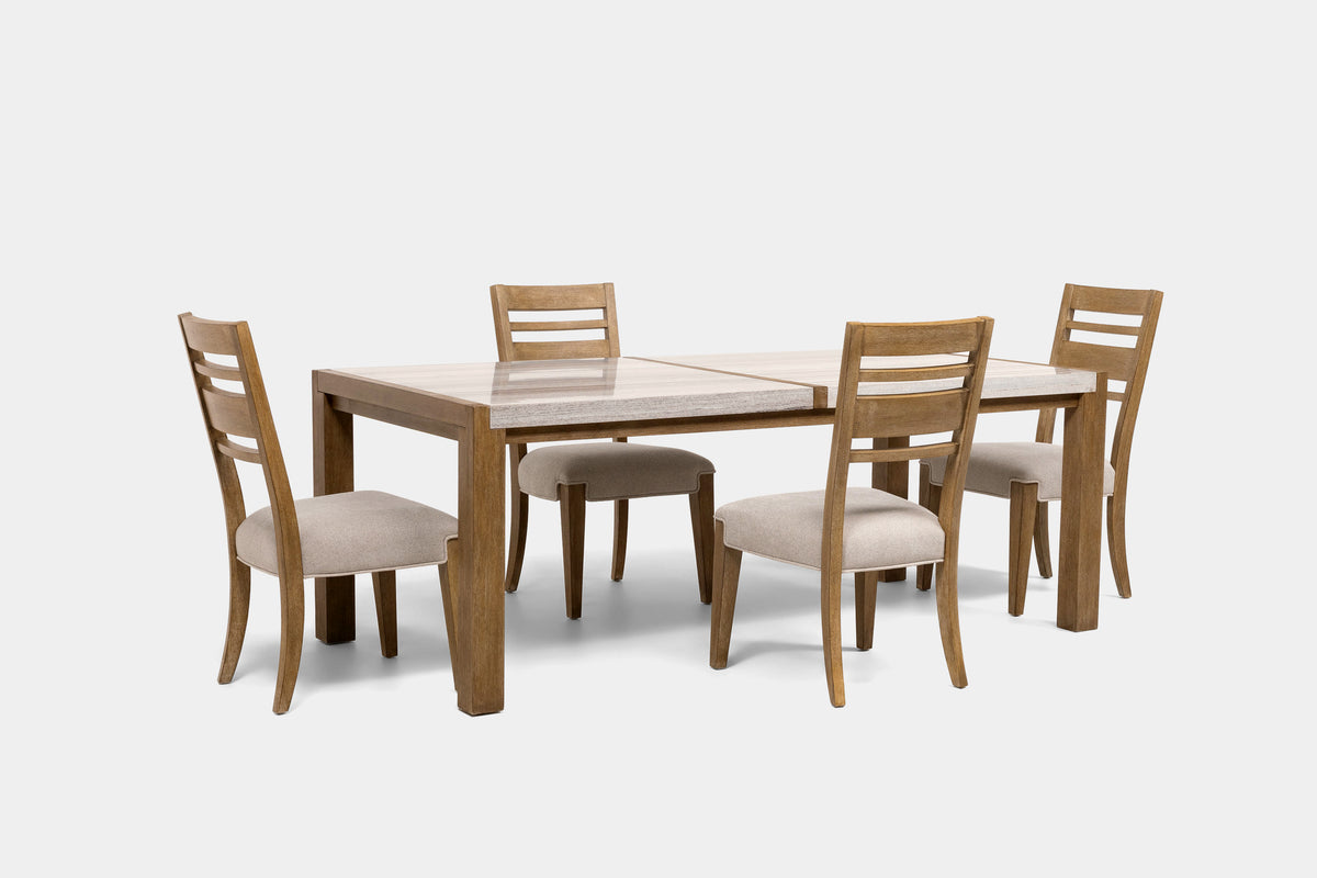 ASPENVA1E:Aspen Valley Stone Top Dining Table and 4 Side Chairs in Sierra Brown