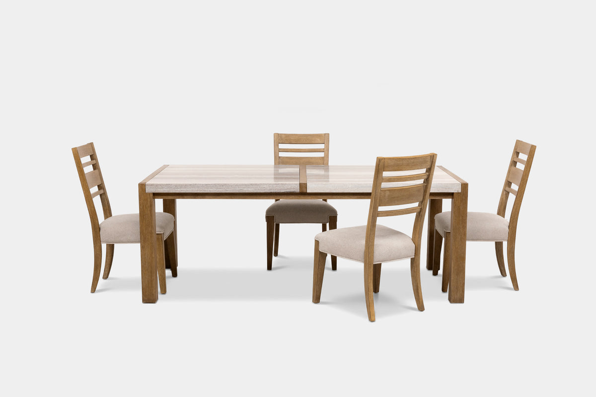 ASPENVA1E:Aspen Valley Stone Top Dining Table and 4 Side Chairs in Sierra Brown Front