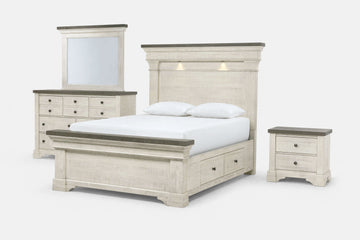 AUGUSTA03:Augusta Panel Bed With Storage & Dresser & Mirror & Nightstand, Angled