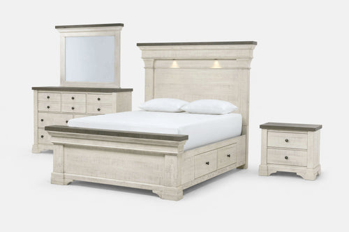 AUGUSTA03:Augusta Panel Bed With Storage & Dresser & Mirror & Nightstand, Angled