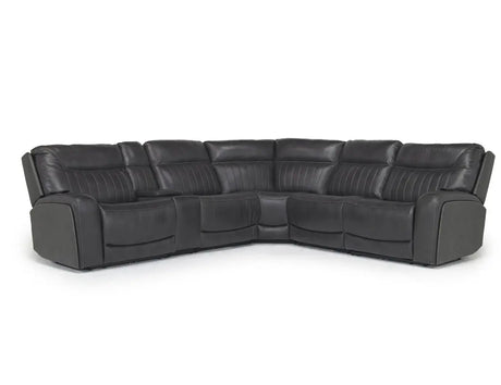 Banks 6 Piece 3 Power Sectional With 3 Power Armless Recliner