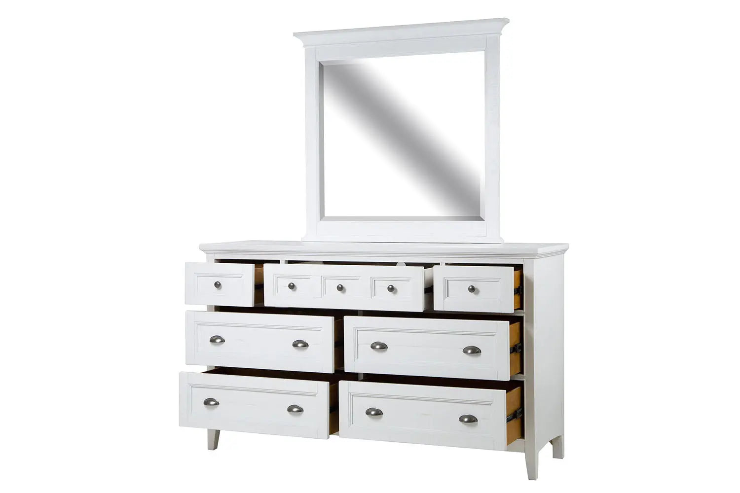 844849966:Bay Creek Arch Panel Bed, Dresser, Mirror & Nightstand in White, California King, Image 5