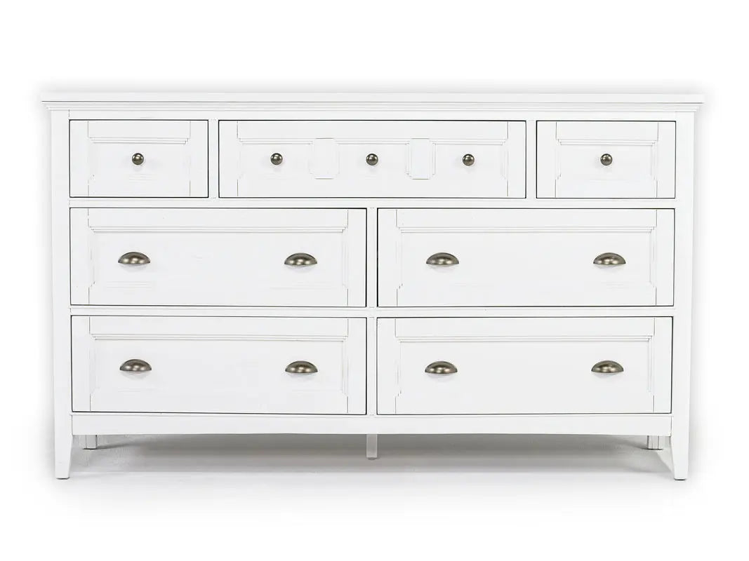 844849966:Bay Creek Arch Panel Bed, Dresser, Mirror & Nightstand in White, California King, Image 6